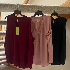 Elegant Sleeveless Blouses - Burgundy, pink blush, and navy blue  Size 2XL